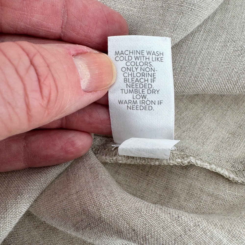 J.Jill Love‎ Linen Sharkbite Tunic Top Beige Oatmeal V-Neck Petite Medium PM - Picture 7 of 11